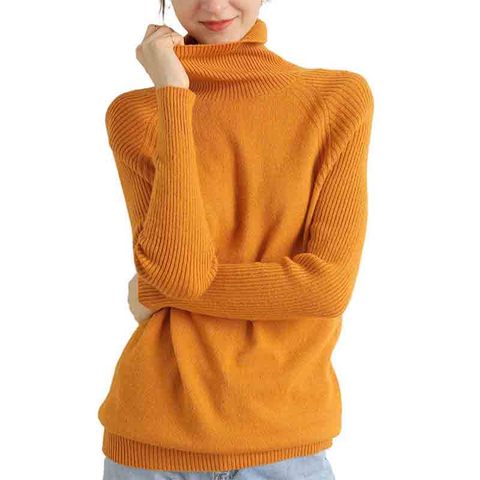 Merino Wool Cashmere Sweater Women Turtleneck Long Sleeves Autumn Winter Sweater Women's Knitting Jumper Female Pullover Sweater ► Photo 1/6