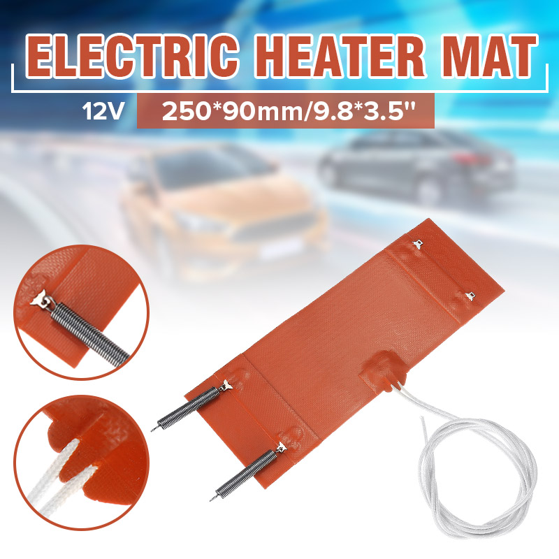 12V Silicone Heating Pad Auto Car Fuel Filter Air Diesel Heater Mat 250*90mm 