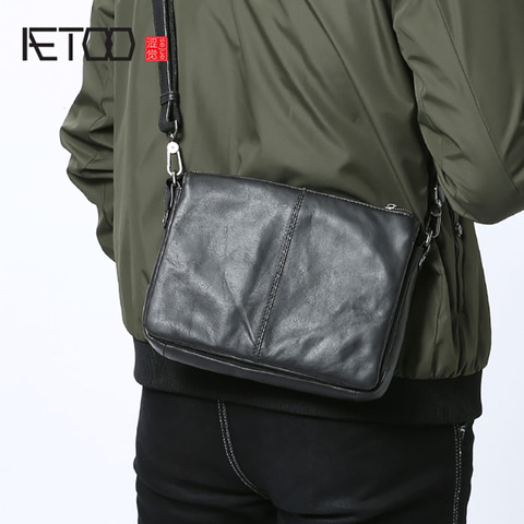 AETOO Men's leather handbag simple fashion cowhide single shoulder bag crossbody bag multifunctional bag handbag ► Photo 1/6