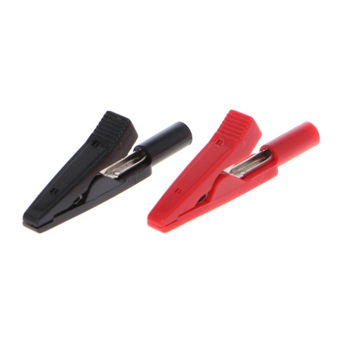 2 Pcs Insulated Alligator Clip 2mm Banana Female Adapter Meter Test Probe Black Red ► Photo 1/6