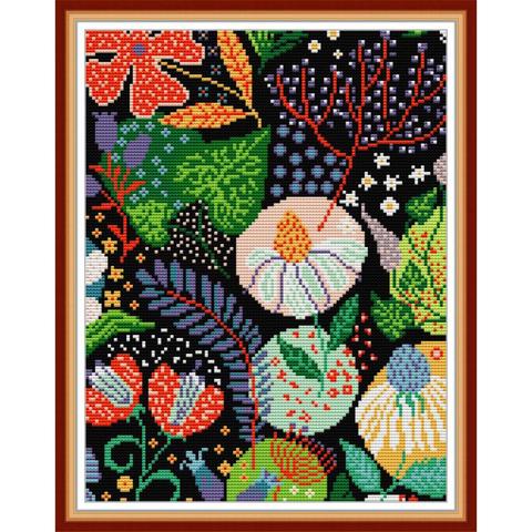 Colorful flowers Cross stitch kit 14CT 11CT printed canvas embroidery DIY needlework sewing set Fabric crafts home decoration ► Photo 1/6