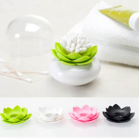 Table Decor 2 In 1 Portable Living Room Decoration Lotus Shaped Cotton Bud Holders Cotton Swab Box Toothpicks Holder ► Photo 1/6