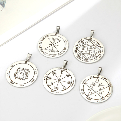 Teamer Key of Solomon Pendant for Necklace Stainless Steel Vintage Jewelry Amulet Supernatural Moon Saturn Jupiter Sun Venus ► Photo 1/6