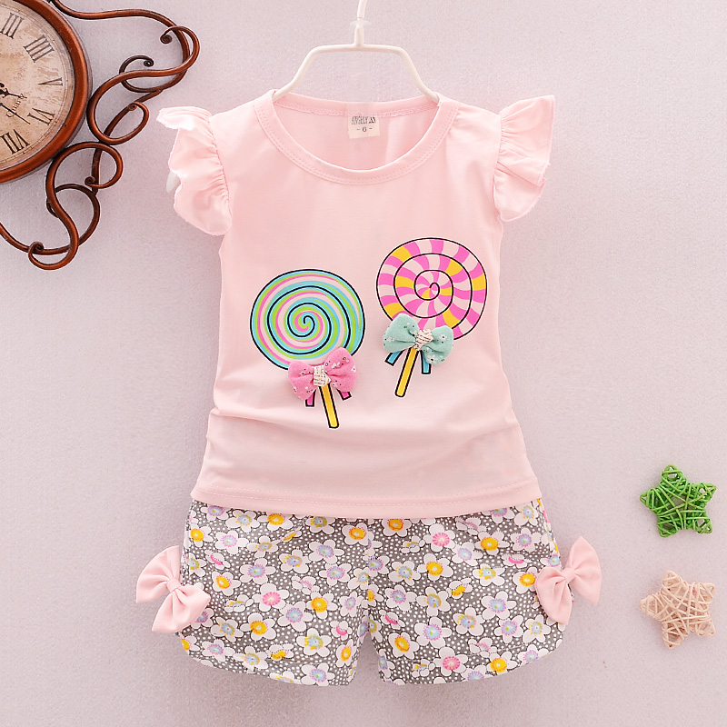 Two Pieces Cotton Girls Clothing Sets Summer Vest Sleeveless Children Sets Fashion Girls Clothes Suit Casual Floral Outfits 1-5T ► Photo 1/6