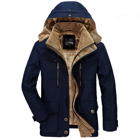 Winter Men's Cotton-padded Jacket Mid-length Plus Velvet Thick Cotton-padded Jacket Multi-pocket Padded Jacket Men's Brand Coat ► Photo 1/5