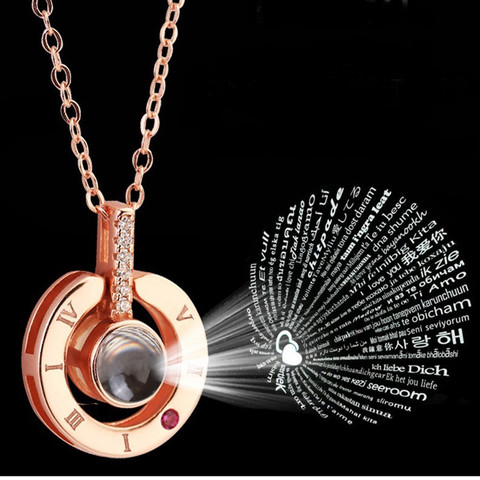 Letter Necklace 100 Languages I Love You Projection Pendant Necklace Women Jewelry Collier Femme Bijoux 2022 Best Friends Gifts ► Photo 1/6