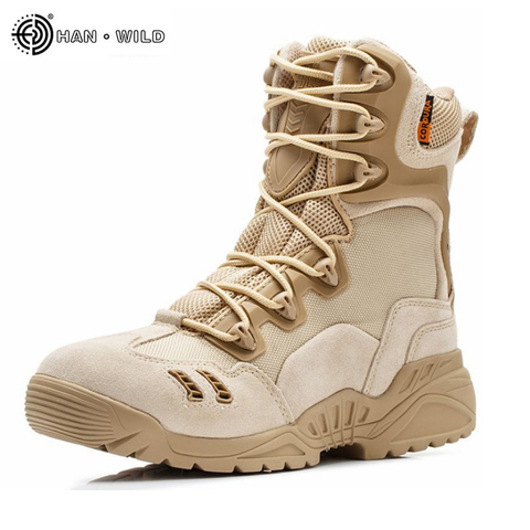 Men Winter Military Boots Leather Camouflage Lace Boots High Top Safety Works Combat Ankle Boots Men's Tactical shoes ► Photo 1/6