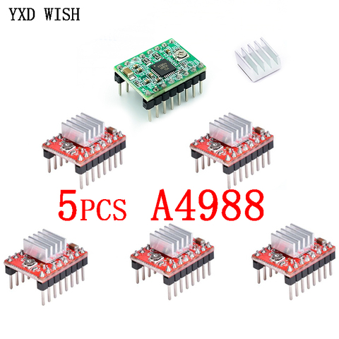 5pcs A4988 StepStick Stepper Driver + Heat sink For Reprap 3D Printer Parts Red Stepper Motor Driver With Heatsink Accessorie ► Photo 1/3