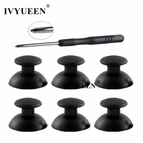 IVYUEEN 6 Pcs Black Replacement 3D Analog Thumb Stick for Sony Dualshock PlayStation 3 PS3 Controller Joystick Mushroom Cap ► Photo 1/6