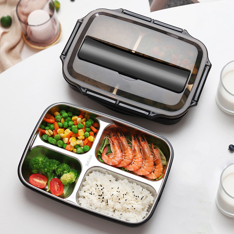 304 stainless steel divided lunch box heat preservation student fast food box bento box kindergarten anti-hot sealed fast food ► Photo 1/6