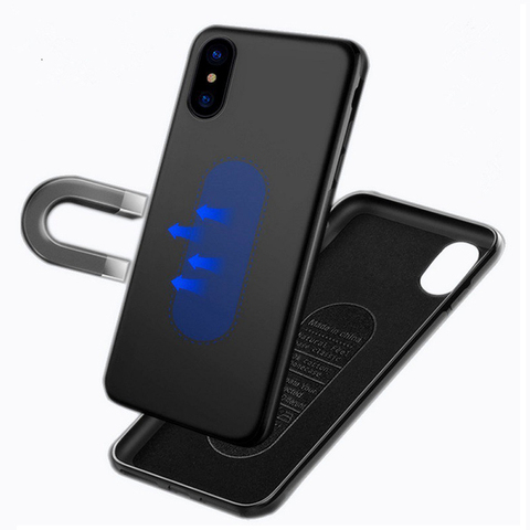 Magnetic Car Holder Case Cover For  iPhone 12 11 Pro Max XR XS Max X 8 7 6 Plus 12 Mini TPU Silicone Magnet Case Metal plate ► Photo 1/6