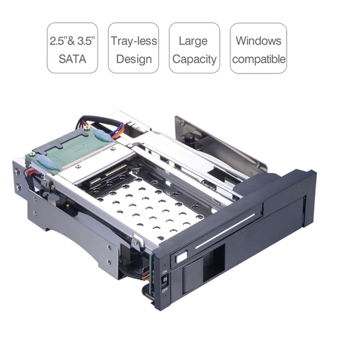 Uneatop Multi-Function 2.5+3.5in bSATA Tray -less to 5.25in Optical Bay SSD HDD Mobile Rack for 5.25in HDD Enclosure ► Photo 1/6
