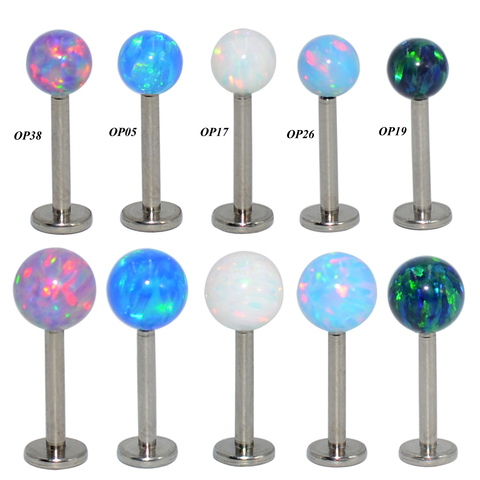 1PC G23 Titanium and Surgical Steel Opal Bead Ball Internally Threaded Labret Stud Ear Tragus Cartilage Helix Earring Lip Ring ► Photo 1/6