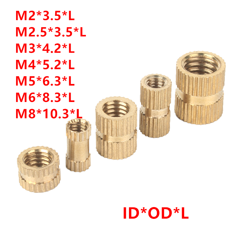 100Pcs M3 Brass Insert Nut Injection Molding Brass Knurled Thread Inserts Nuts 