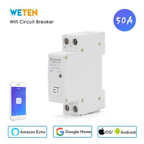 Din Rail Mini Wifi Circuit Breaker 1P 50A eWelink App Remote Control for Smart home Smart Wifi Relay Switch ► Photo 1/1