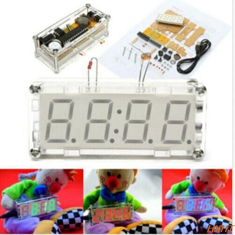 DIY Kit Blue LED Electronic Clock Microcontroller Digital Clock Time Thermometer diy electronic ► Photo 1/6