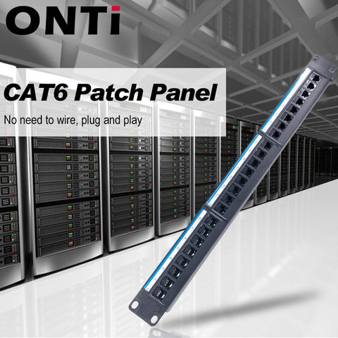 19in 1U Cabinet Rack Pass-through 24 Port CAT6 Patch Panel RJ45 Network Cable Adapter Keystone Jack Modular Distribution Frame ► Photo 1/5