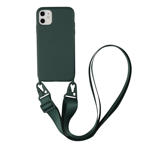 Candy Strap Case For iPhone 12 PRO X XR XS Max 11 Silicone Soft iPhone 12 SE 6 7 8 Plus Lanyard Necklace Cross Shoulder Bag ► Photo 1/6