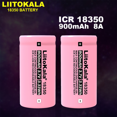 Liitokala New ICR 18350 900mAh power rechargeable lithium battery 3.7V 8A power for E-cigarette flashlight ► Photo 1/5