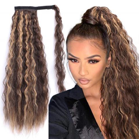 Long Curly Ponytail Natural hair extension Wrap On Clip Hair Ponytail Extensions for Women Blonde Black Horse Tail Synthetic ► Photo 1/6