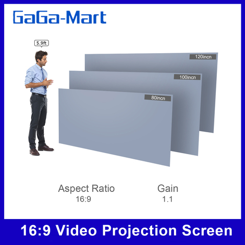 80-Inch Portable Projector Screen HD 16:9 Frameless Video Projection Screen Foldable Wall Mounted for Home Theater Office Movies ► Photo 1/6