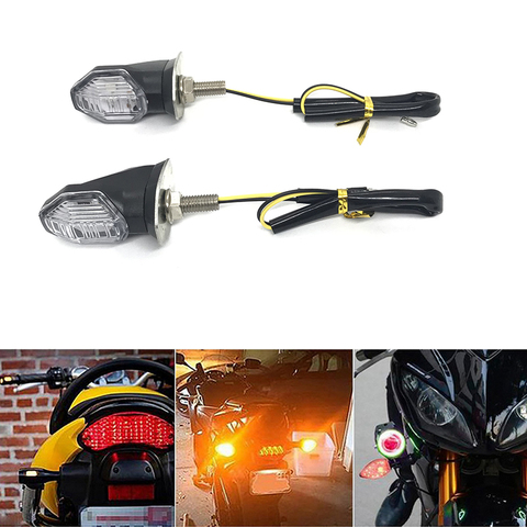 Treyues 2pcs Mini Universal Motorcycle LED Turn Signal Indicators Light Amber Blinker Led Motorbike Super Bright Lamp ► Photo 1/6