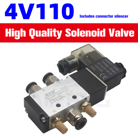 12V 24V 110V 220V 4V110-06 air valve Single Coil 2 Position 5 Way Pneumatic valve Air Solenoid Valve electric valve magnet valve ► Photo 1/6