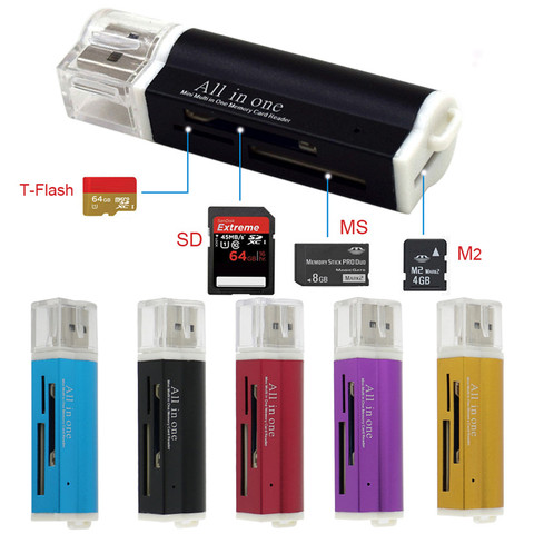 Hot Sellling for Micro SD SDHC TF M2 MMC MS PRO DUO All in 1 USB 2.0 Multi Memory Card Reader ► Photo 1/6