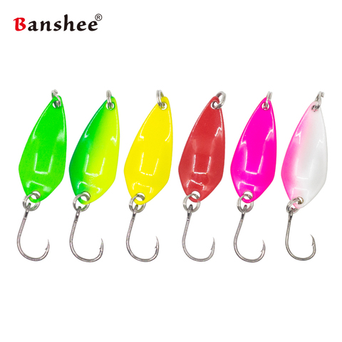 6Pcs/Lot 1g/1.5g/2.5g/3.5g New Fishing Metal Colorful Spoon Baits Metal Spinner Lure Vib Mini Bait For Wobbler Trout Single Hook ► Photo 1/6