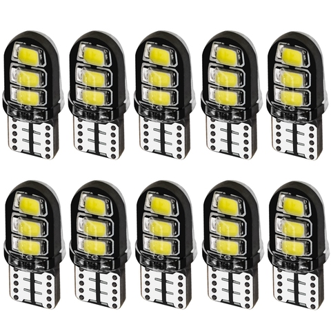 10pcs T10 W5W Silica Gel 6 SMD LED Car Interior Reading Dome Light WY5W Wedge Parking Bulb Turn Side Lamps Red White Yellow Blue ► Photo 1/6