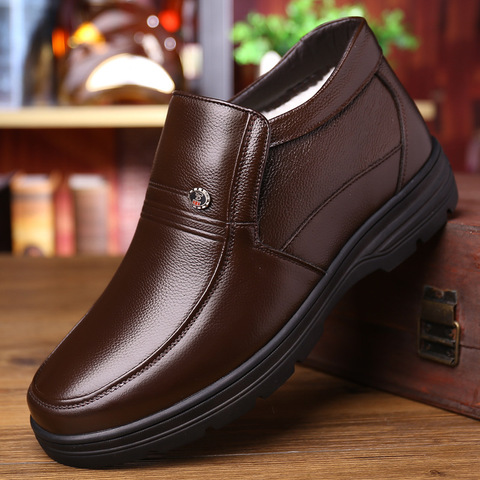 Genuine Leather Shoes Men Winter Boots Warm Cotton Shoes for Cold Winter Cow Leather Men Ankle Boots Male Footwear KA1883 ► Photo 1/6