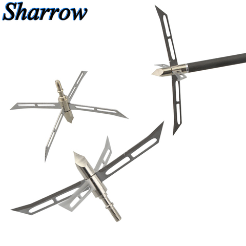 3/6/12pcs Hunting Arrowhead Sharp Arrow Broadhead Stainless Steel Removable blade Point Tips Hunting Compound Bow Crossbow ► Photo 1/6