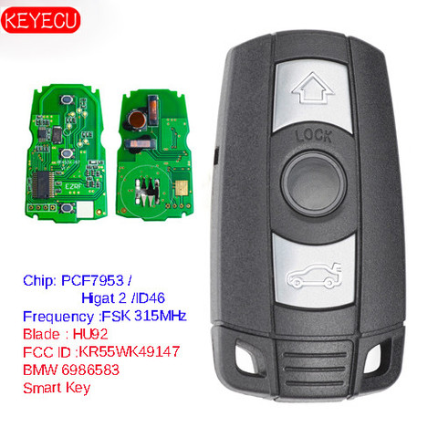 KEYECU Keyless-Go Function Full Intelligent Remote Key 315MHz/868MHz PCF7953 Chip for BMW CAS3 3/5 Series X5 2006-2011 KR55WK491 ► Photo 1/6