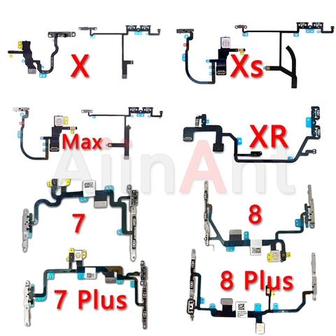AiinAnt Original Mute & Volume Power Buttons key Switch Flex Cable For iPhone X Xs Max XR 7 8 Plus Power Flex Phone Repair Parts ► Photo 1/5