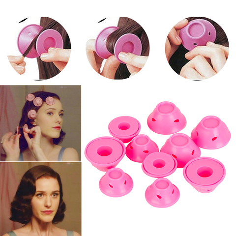 10pcs / set magic hair care rollers for sleep without heat soft rubber silicone hair curler DIY hair styling tool ► Photo 1/6