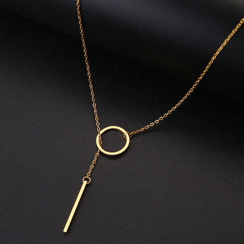 DOTIFI For Women Long Chain Pendant Necklace Creative Geometric Shapes Stainless Steel Gold and Silver Color Jewelry Gift ► Photo 1/6