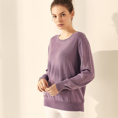 85%Mulberry Silk 15% Cashmere Sweaters for women Plus size Long sleeve Knit top women Winter warm sweater pullovers 48S Yarn ► Photo 1/6