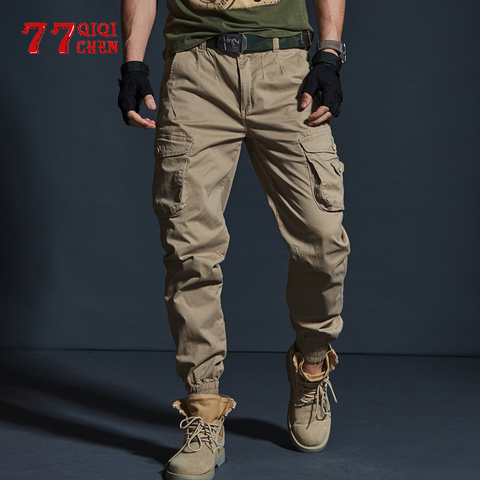 Military Tactical Pants Mens Joggers Camouflage Cargo Casual Pants Male 100% Cotton Multi-Pocket Fashions Large size Trousers ► Photo 1/6