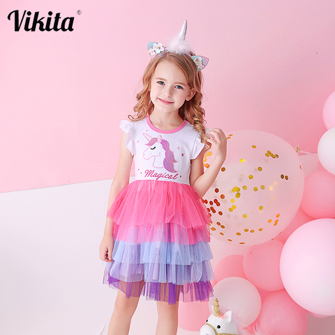 Kids Sleeveless Lace Drsses for Girls Party Dress Unicorn Embroidery Birthday Tutu Dresses Children Casual Wear Summer Vestidos ► Photo 1/6
