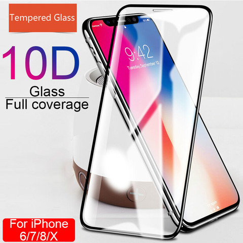 10D protective glass for iPhone X XS 6 6S 7 8 plus glass screen protector for iPhone 7 6 X XR XS MAX screen protection Cover ► Photo 1/6