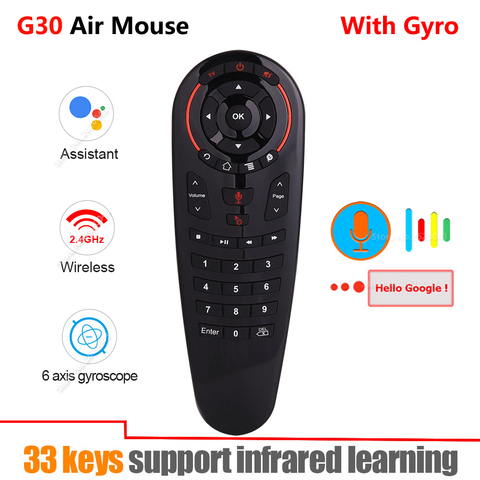 G30 2.4G Gyroscope Wireless Air Mouse 33 Keys IR Learning Smart Voice Remote Control for X96 mini H96 MAX Android Box vs G10 G20 ► Photo 1/6