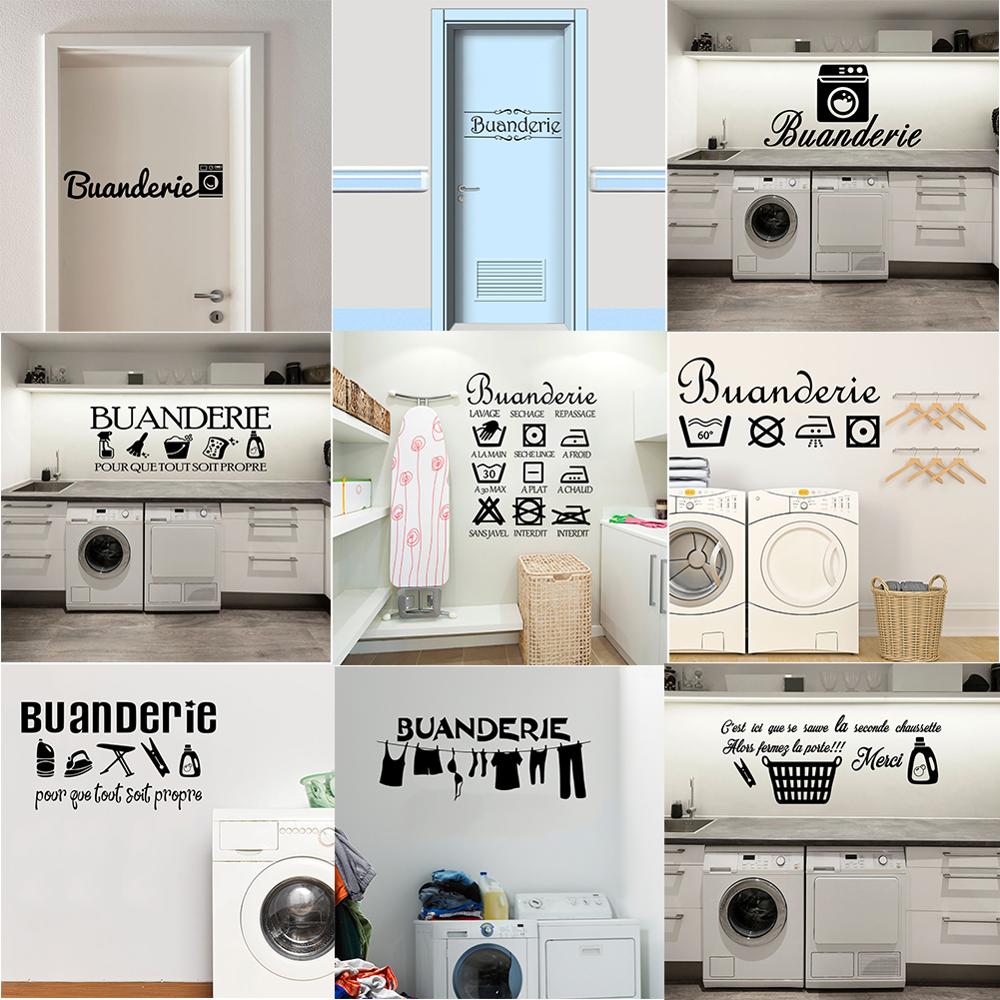 Kililaya Wall Decals Buanderie Vinyl Wall Sticker Utility Room Laundry Room  Door Sign - Price history & Review, AliExpress Seller - kililaya Official  Store