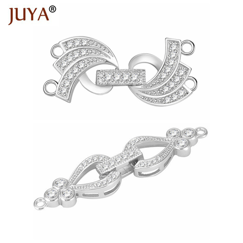 JUYA Luxury Copper Inlaid Zircon Rhinestone Charm Hooks Clasps For Bracelets Necklaces Beads Jewelry Making Clasp Fittings ► Photo 1/6