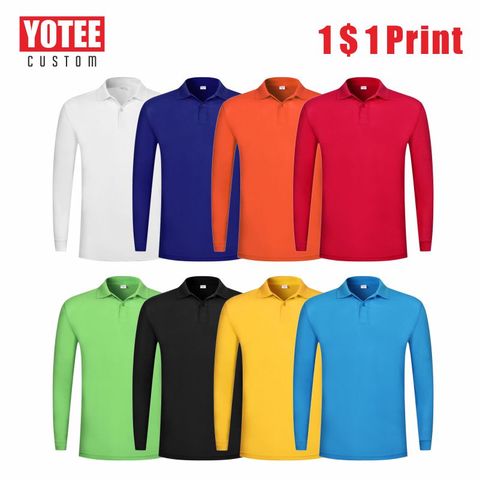 YOTEE2022 New Breathable Cheap Long Sleeve Polo Shirt Personal Group Custom Embroidery Men's Long Sleeve Polo Shirt Cheap ► Photo 1/6