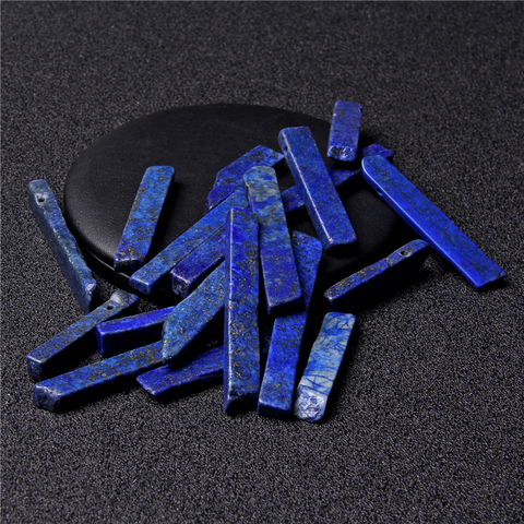 5pcs/lot lapis lazuli Stone Stick Point Beads Natural Stone Drilled Slab Stick Beads for Jewelry Making DIY Graduated Pendant ► Photo 1/6