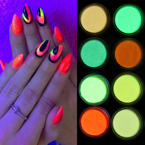 12 Colors Acrylic Luminous Fluorescent Powder Glow In the Dark Nail Art  Pigment