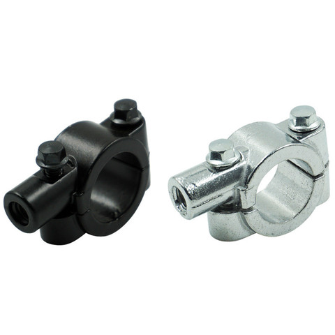 1Pc 22mm 25mm Handlebar Bracket-Clamp 10mm 8mm Thread Motorcycle Mirror Mount Clamp Rear View Mirror Holder Adapter Silver Black ► Photo 1/5