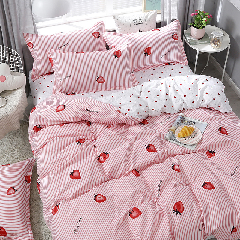 Claroom Pink Strawberry Bed, Pink Queen Bed Set