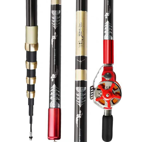 Dual-use Carbon Fiber Fishing Rod Hollow Reel Telescopic Fly Fishing Pole Superhard Stream Rods Hand Rod 4.5/5.4/6.3/7.2/8.1/9M ► Photo 1/6