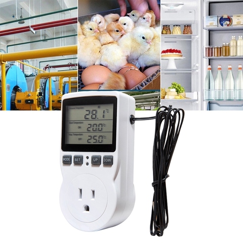 110-230V Multi-Function Thermostat Digital Temperature Controller Socket Outlet With Timer Switch Sensor Probe Heating Cooling ► Photo 1/6